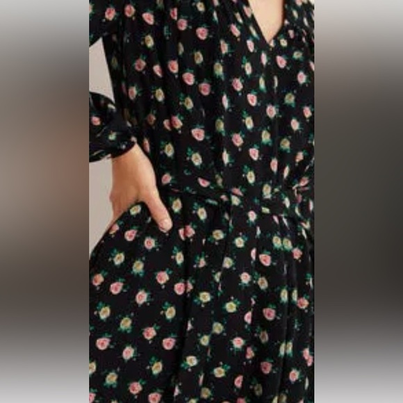 Boden yolk black floral midi dress sz 4 - Picture 2 of 7